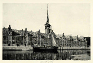 1922 Print Denmark Bourse Exchange Tower Stock Copenhagen Emil Opffer Boat NGM1