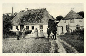 1922 Print Denmark Village Thatched Roof Schleswig Danish Scandinavia NGM1