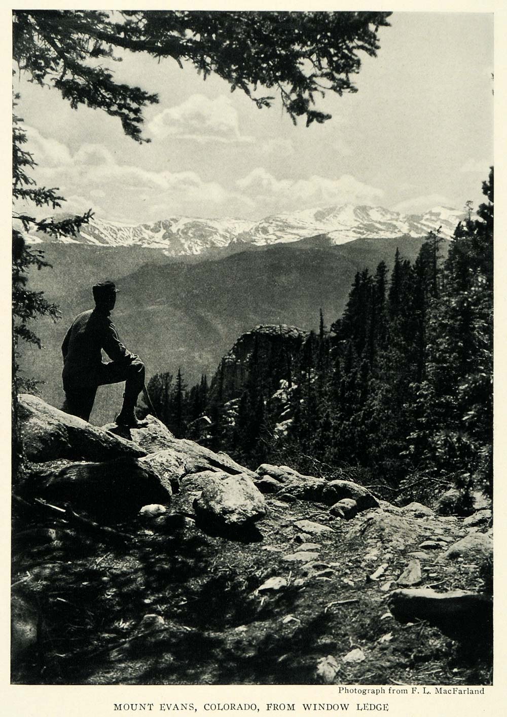 1922 Print Mount Evans Colorado MacFarland Denver Mountain Squaw Window NGM1