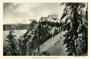 1922 Print Kiser Crater Lake Oregon Mount Scott Mountain Winter Landscape NGM1