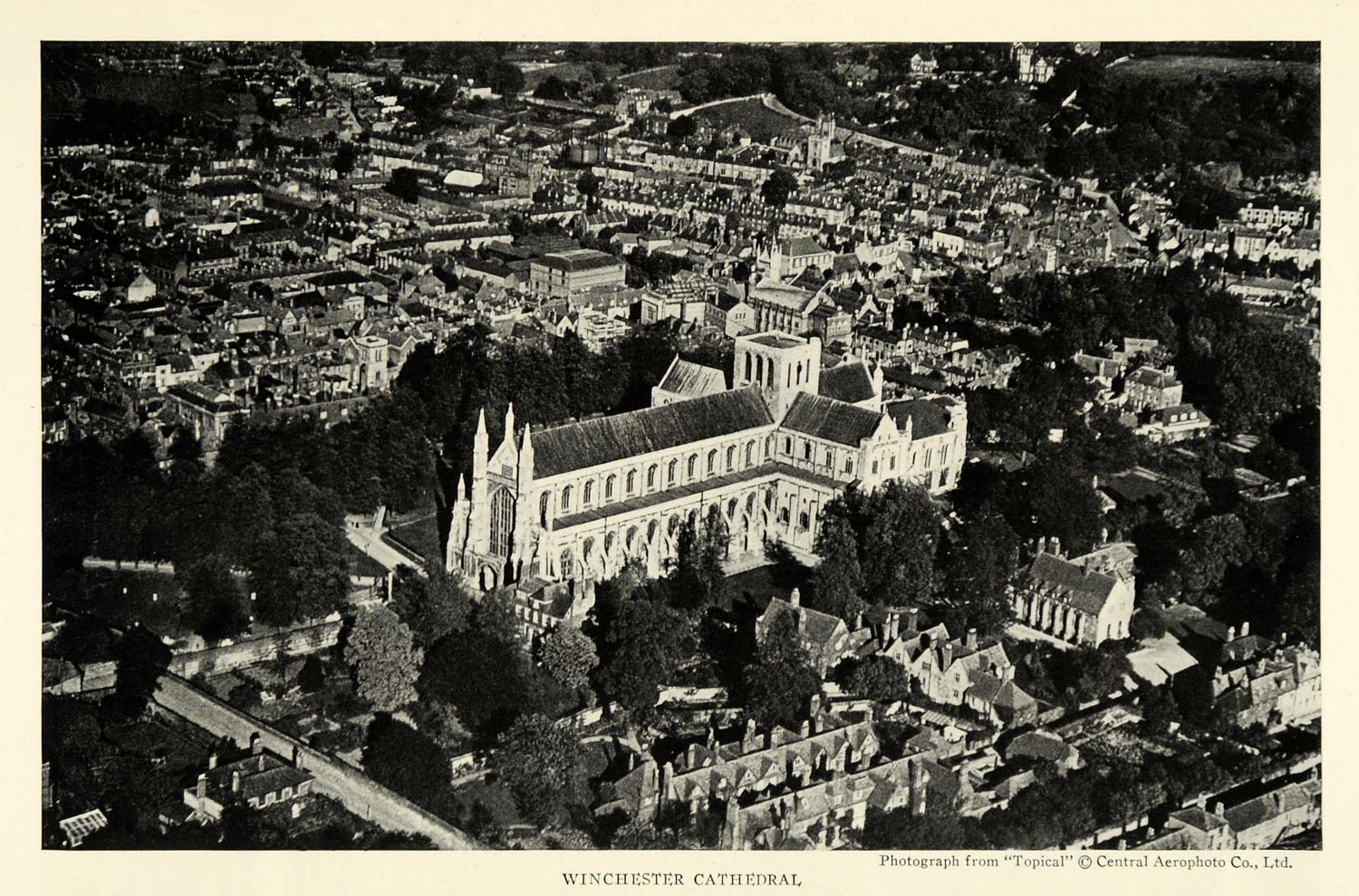 1922 Print Aerial View Winchester Cathedral United Kingdom England Gothic NGM1