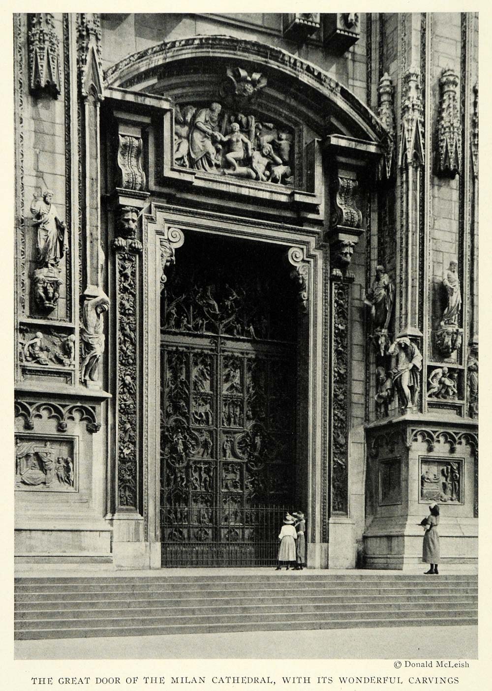 1922 Print Milan Cathedral McLeish Door Sculpture Carving Eve Genesis NGM1