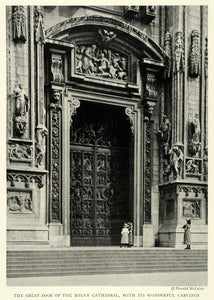 1922 Print Milan Cathedral McLeish Door Sculpture Carving Eve Genesis NGM1
