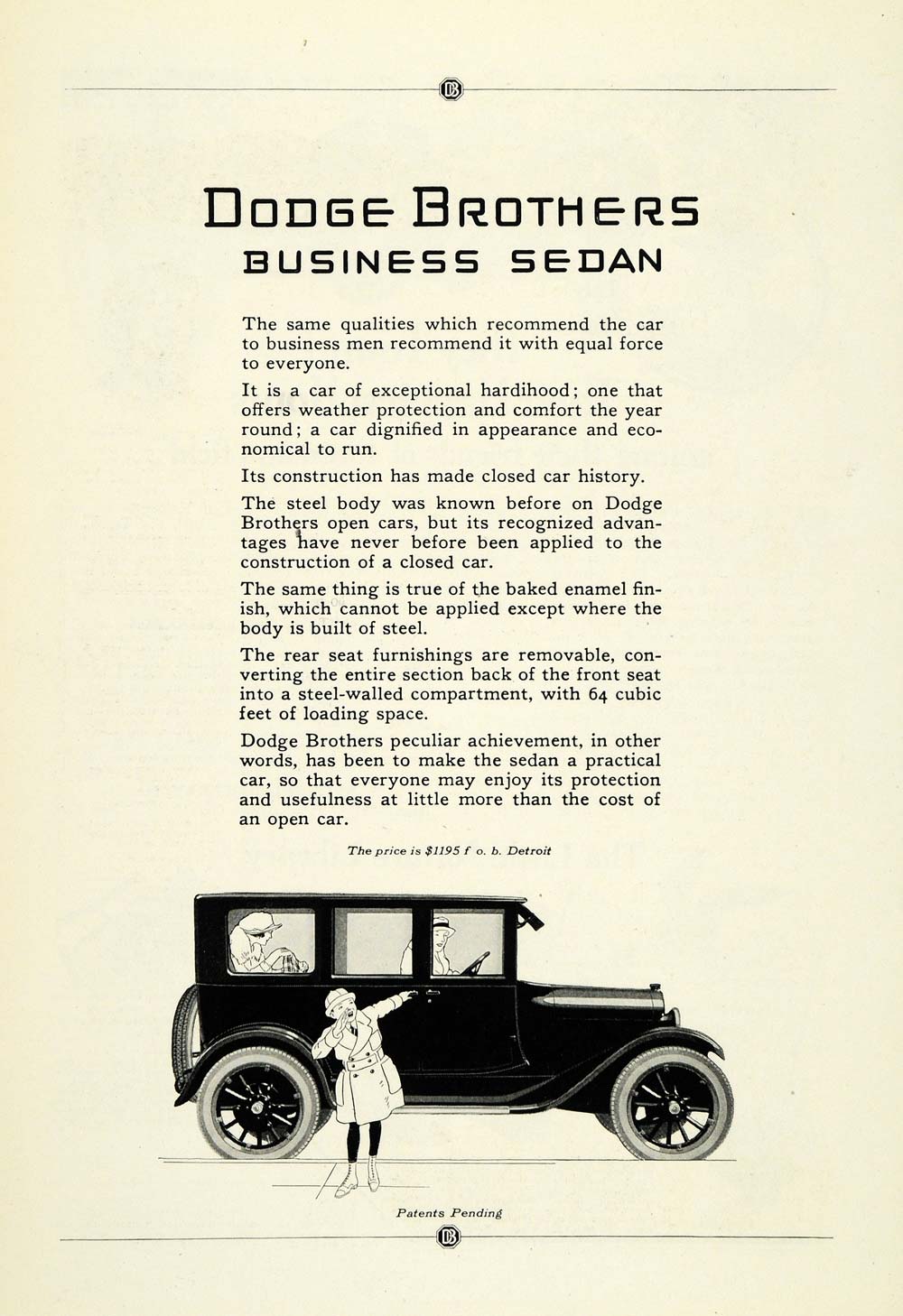 1923 Ad Dodge Brothers Sedan Detroit Michigan Vehicle Car Transportation NGM1