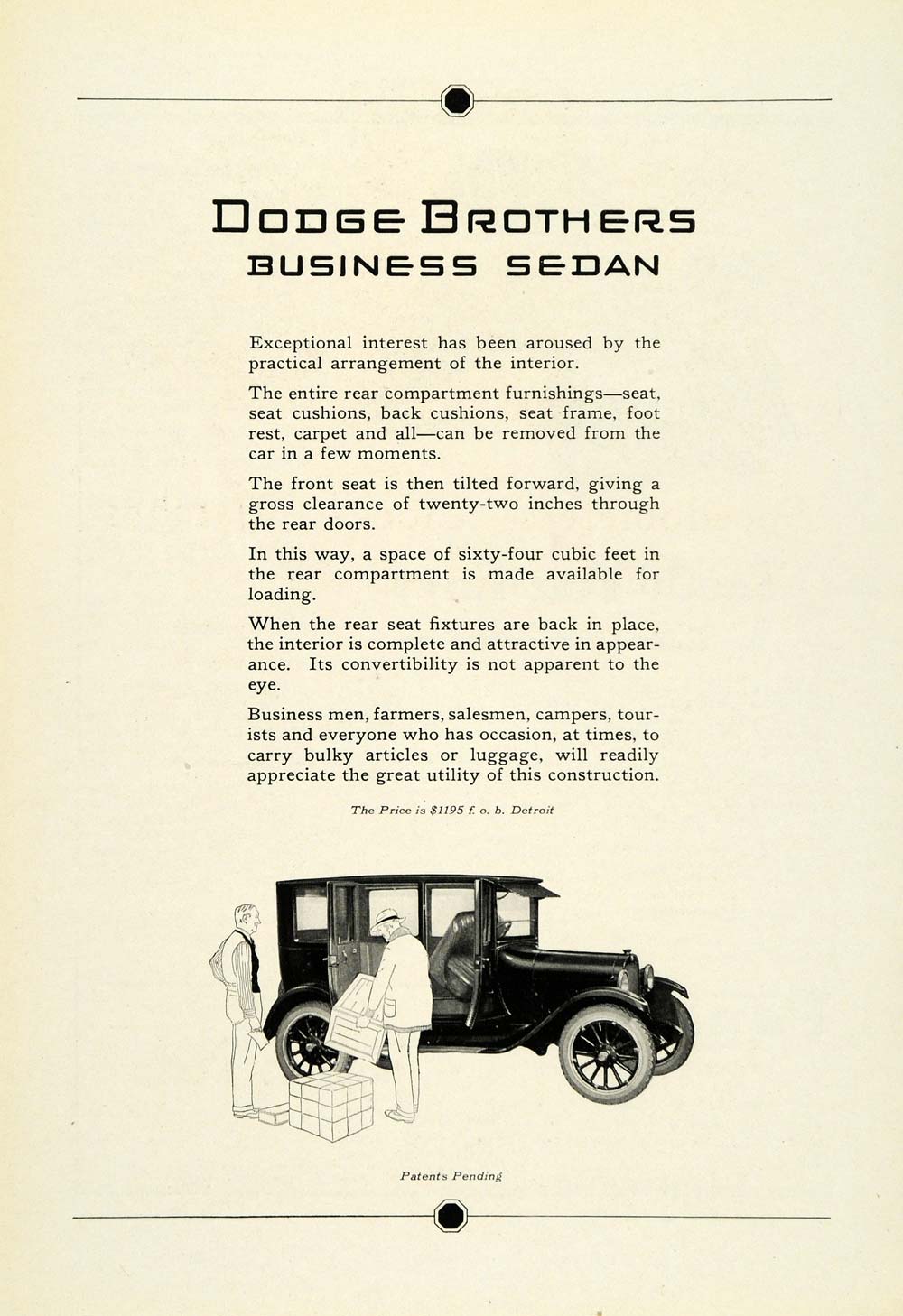 1922 Ad Dodge Brothers Business Sedan Detroit Vintage Automobile Motor NGM1