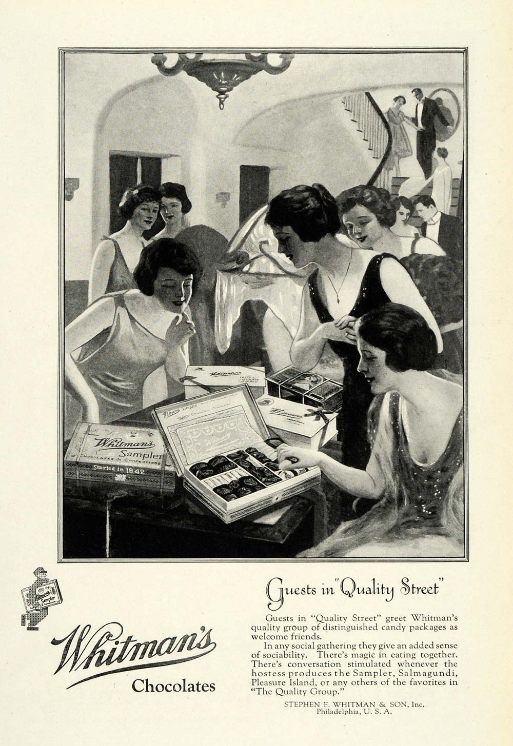 1922 Ad Stephen Whitman's Ladies Sweets Box Chocolate Philadelphia Bonbon NGM1