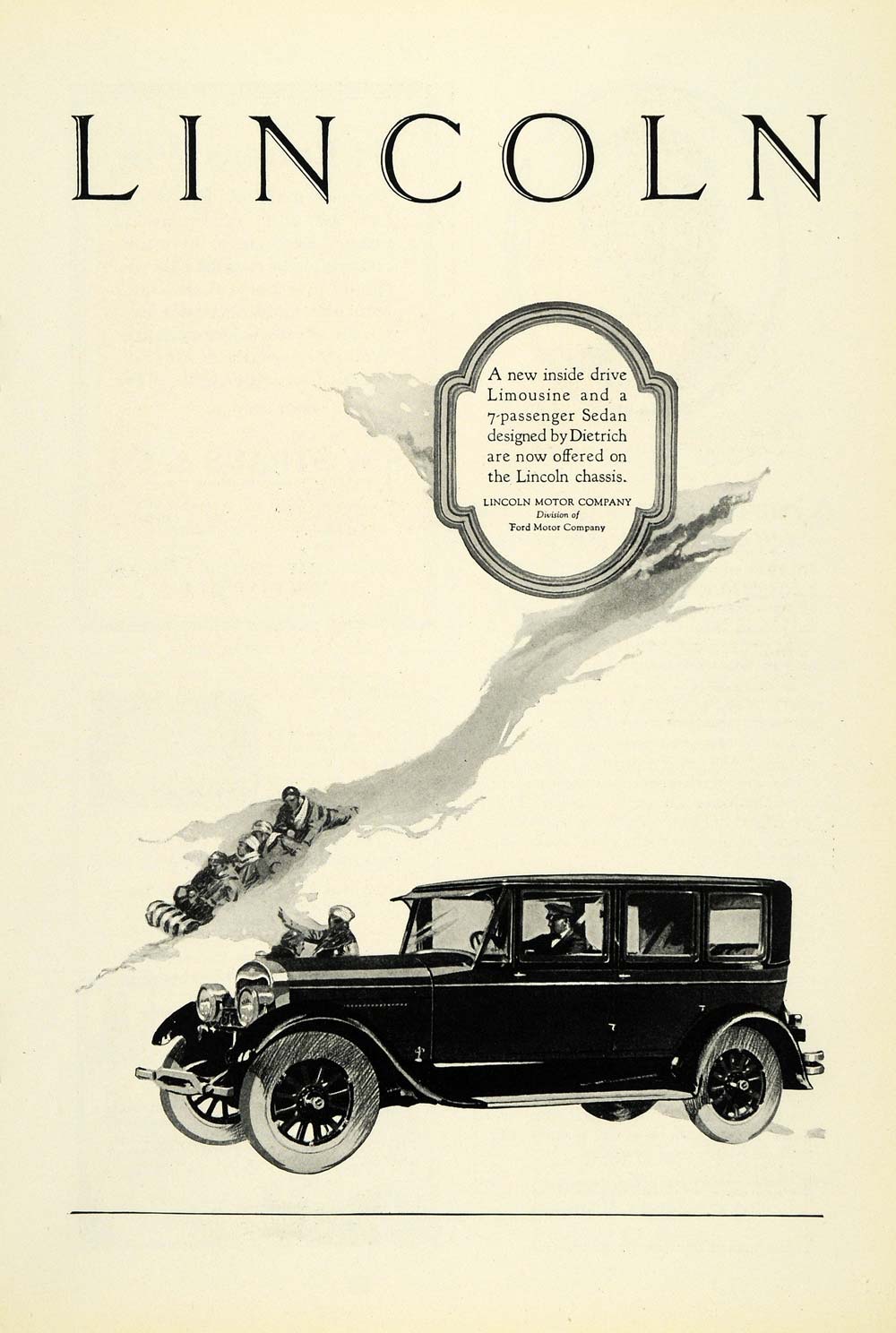 1926 Ad Lincoln Limousine Sedan 7-passenger Vehicle Chauffeur Winter NGM1