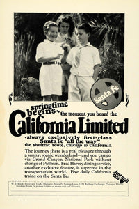 1925 Ad California Limited Train Children Springtime Santa Fe System NGM1