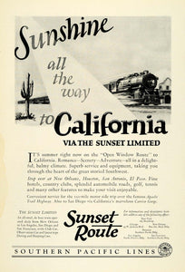 1925 Ad California Sunset Limited Route Southern Pacific Lines Railroad NGM1