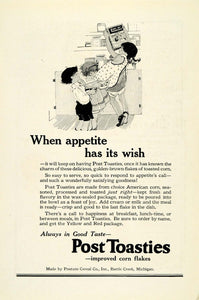 1922 Ad Post Toasties Corn Flakes Breakfast Postum Cereal Co Children NGM1