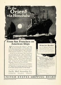 1922 Ad United States Shipping Board Cruise Orient Honolulu Ship Pacific NGM1