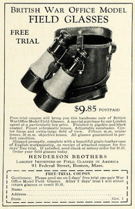1926 Ad Henderson Brothers Field Glasses Binoculars British War Equipment NGM1