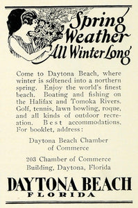 1926 Ad Daytona Beach Florida Spring Vacation Chamber of Commerce Vacation NGM1