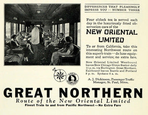 1925 Ad Great Northern Railway Route New Oriental Limited Train Traveling NGM1