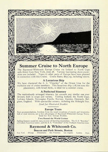 1922 Ad Raymond & Whitcomb Cruise Lines North Europe Travel Midnight Sun NGM1