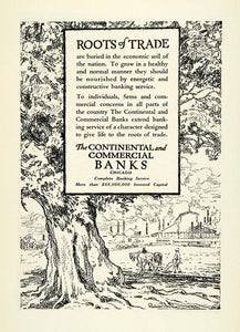 1922 Ad Roots of Trade Continental Commercial Bank Chicago Banking Factory NGM1