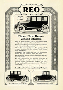 1922 Ad Reo Motor Car Co Lansing Michigan New Six Sedan Closed Automobiles NGM1