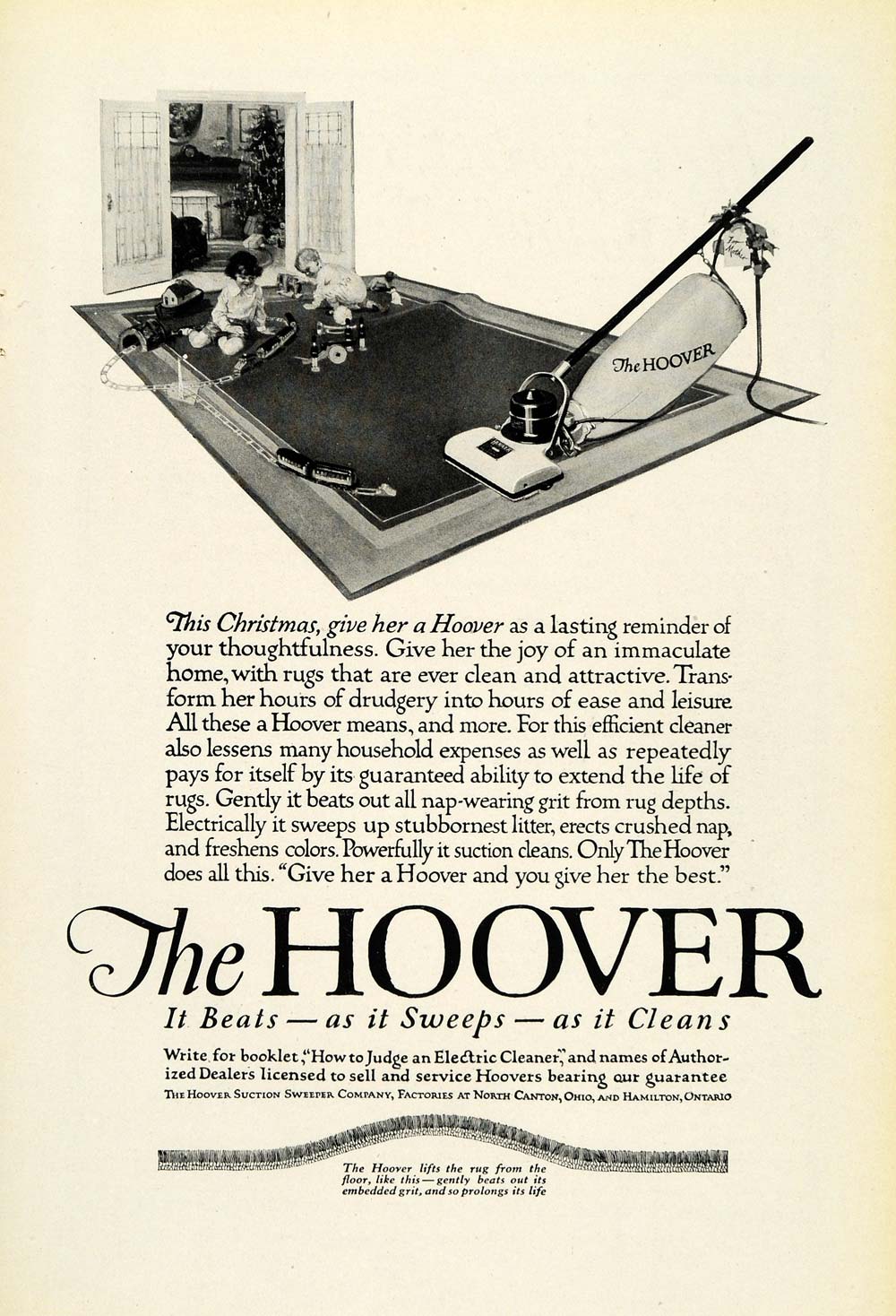 1921 Ad Hoover Vacuum Cleaner Appliances Christmas Tree Children Playing NGM1