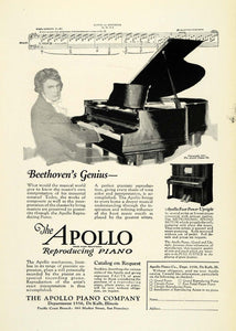 1921 Ad Apollo Reproducing Piano Ludwig Van Beethoven Adagio Sostenuto NGM1