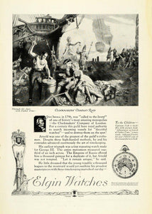 1921 Ad Elgin Watches Captain Buccaneers Treasure Ship Father Time Roman NGM1