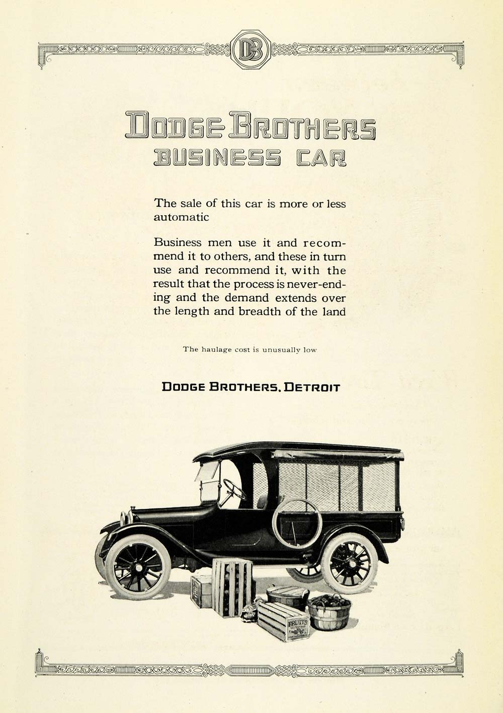 1921 Ad Dodge Brothers Detroit Vintage Automobile Fruit Vegetables Motor NGM1