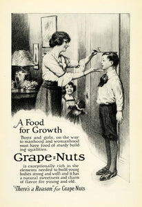 1921 Ad Grape-Nuts Cereal Breakfast Mother & Children Height Measurement NGM1