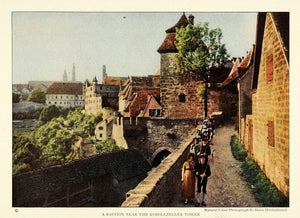 1926 Print Baviera City Rothenburg ob der Tauber Tower Germany Architecture NGM2