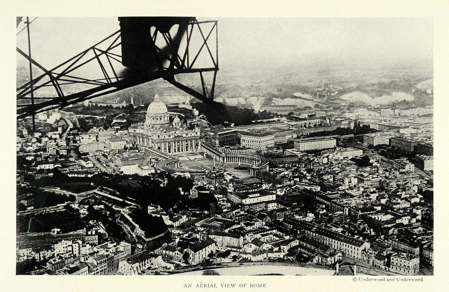 1922 Print Rome Architecture Cityscape Aerial View St. Peter Basilica NGM2
