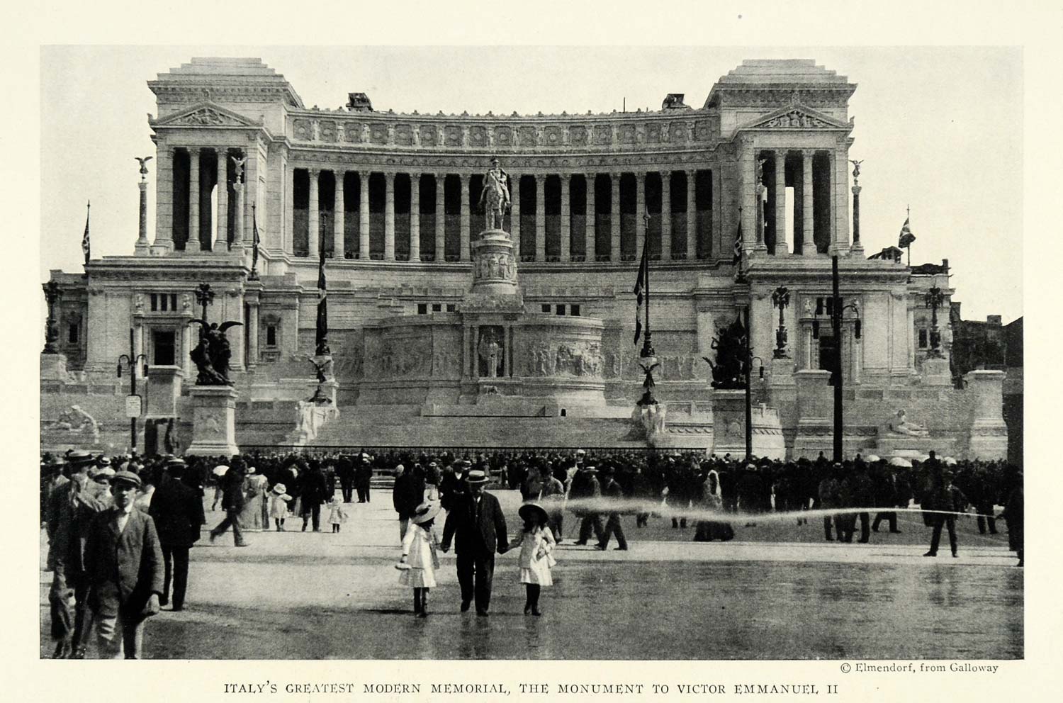 1922 Print Rome Victor Emmanuel II Monument Memorial Architecture Equine NGM2