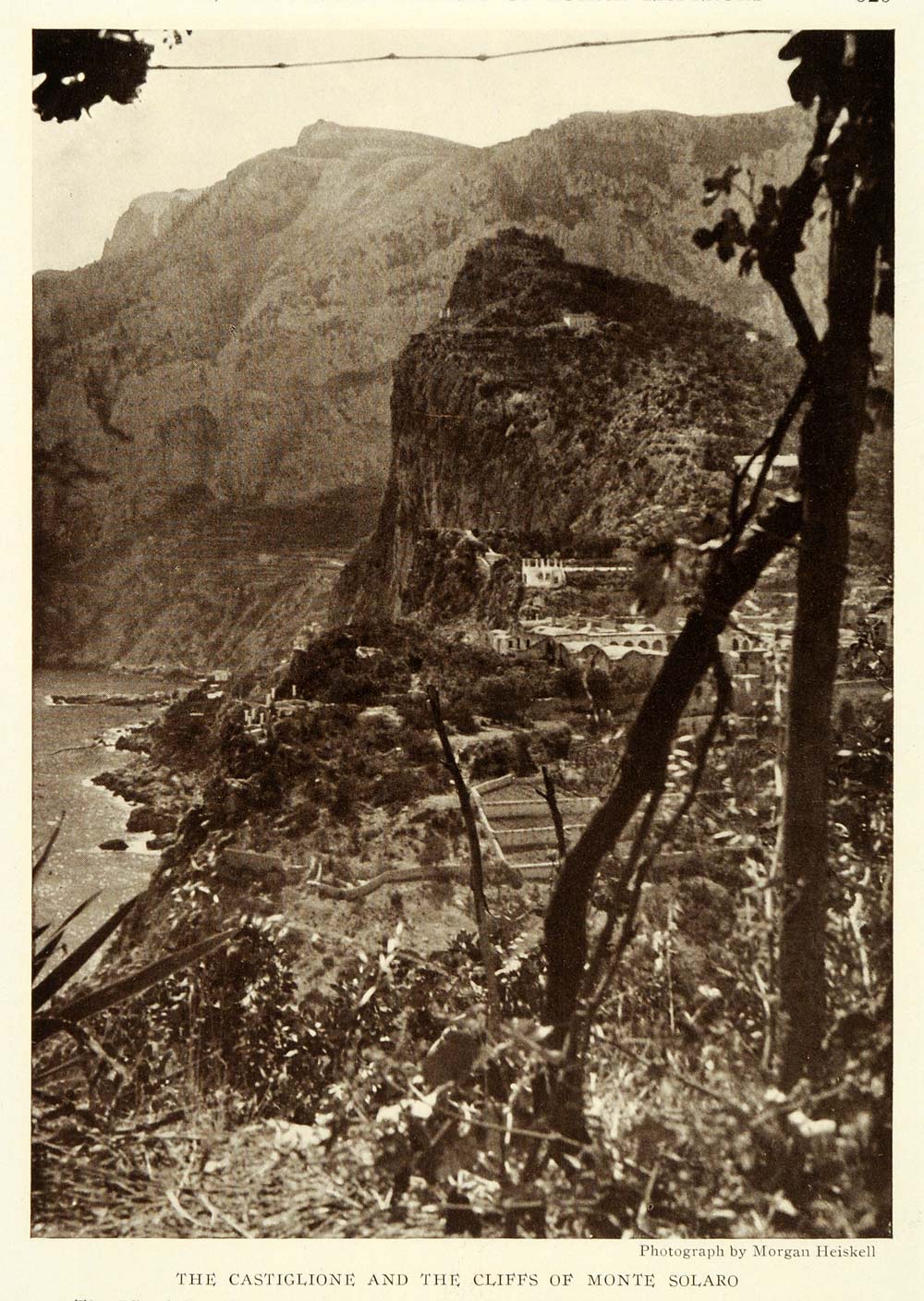 1922 Print Castiglione Castle Monte Solaro Cliffs Landscape Heiskell NGM2