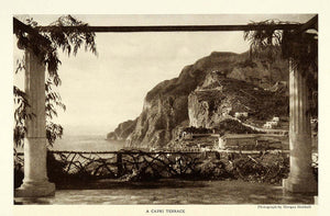 1922 Print Capri Italy Column Terrace Landscape View Ancient Certosa NGM2