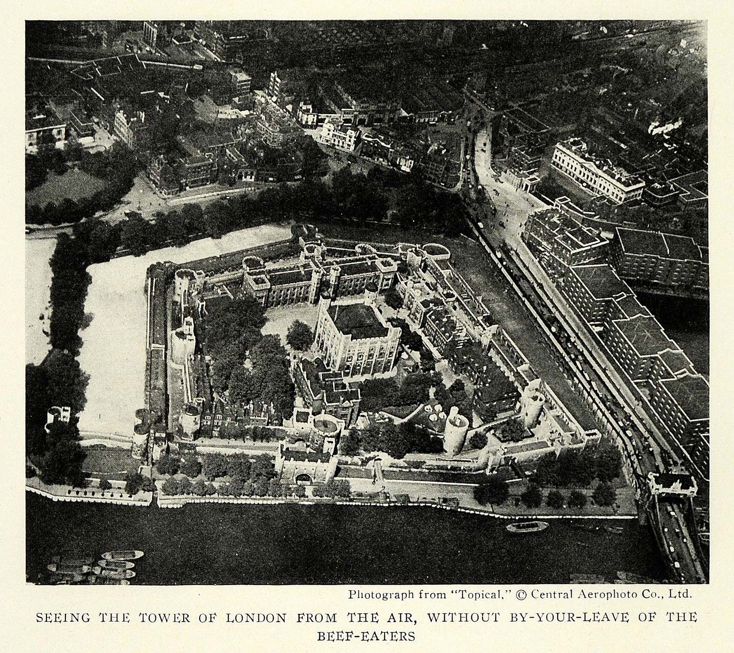 1922 Print London White Tower Traitors Gate Prison Aerial View Wakefield NGM2