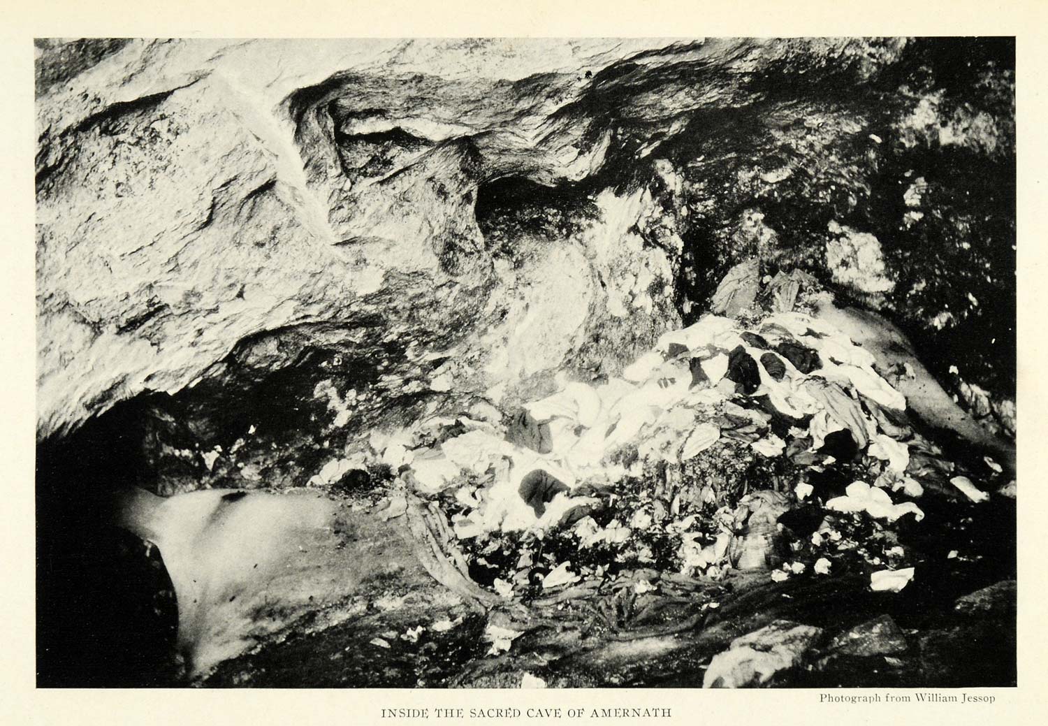 1921 Print Amernath Sacred Cave Jammu Kashmir India William Jessop NGM2
