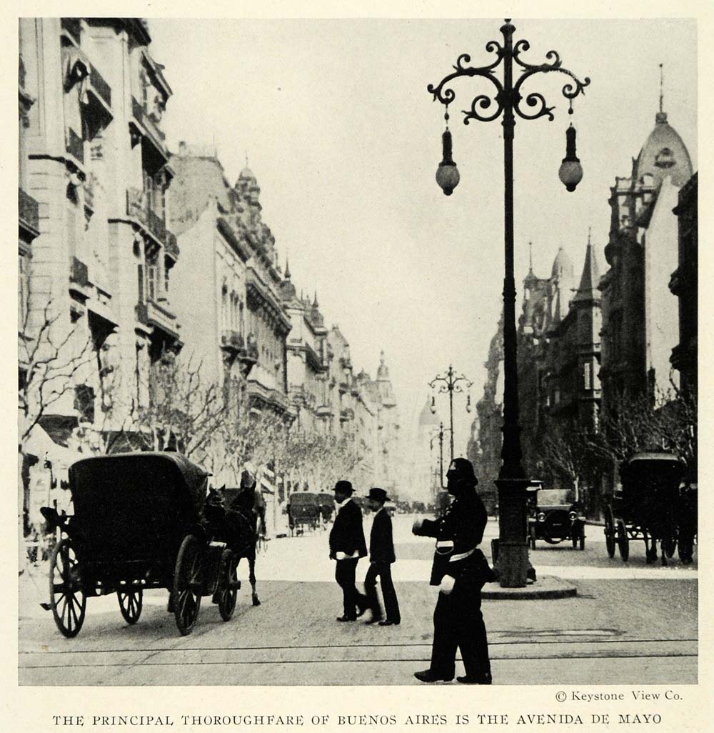 1921 Print Buenos Aires Avenida De Mayo Argentina Cityscape Police Officer NGM2