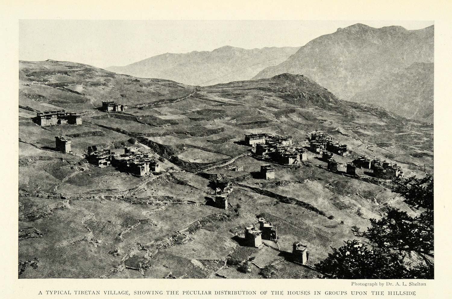 1921 Print Ancient Tibetan Village China Landscape Dr. A. L. Shelton NGM2