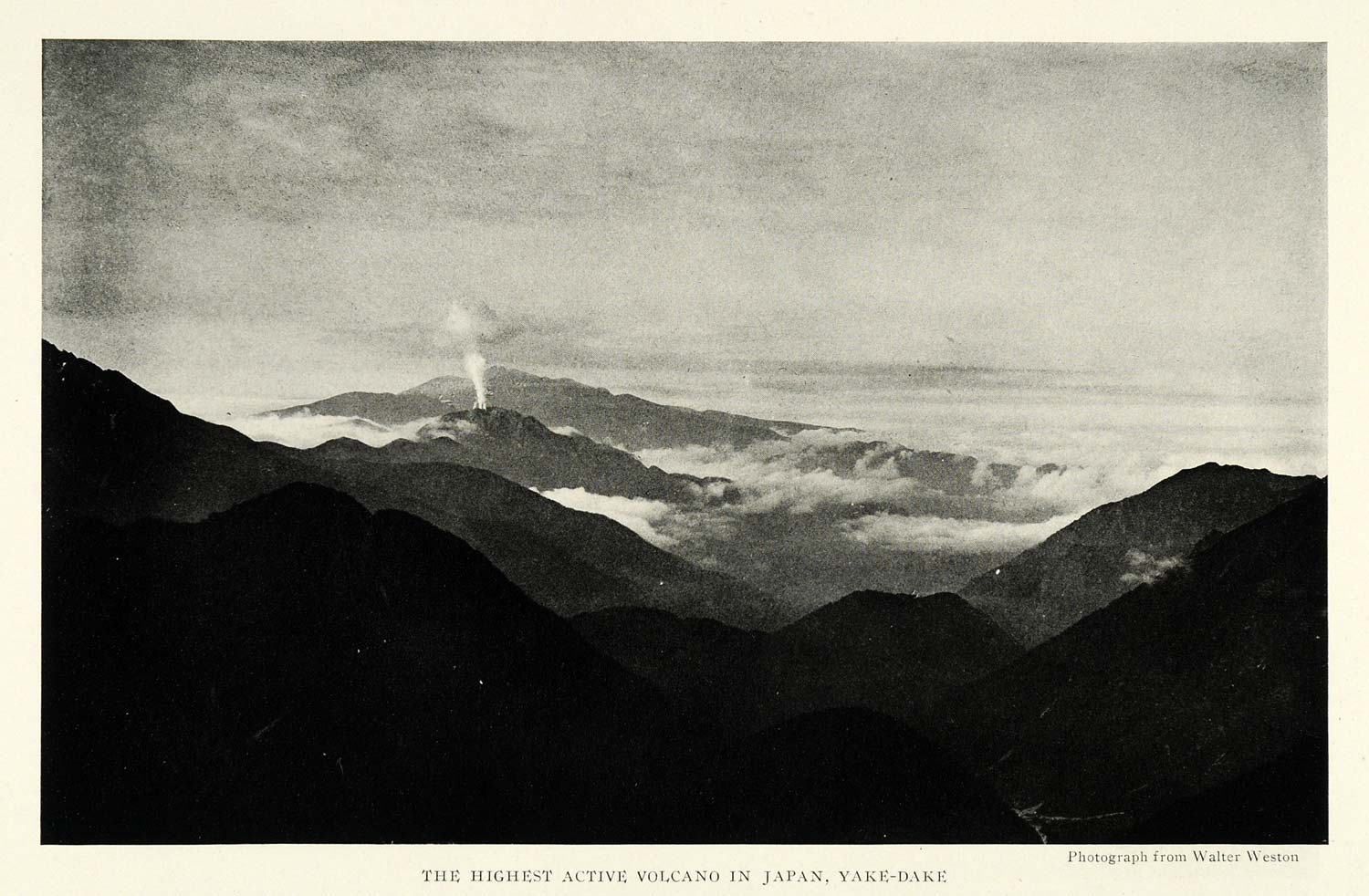 1921 Print Yake Dake Highest Active Volcano Japan Landscape Weston NGM2