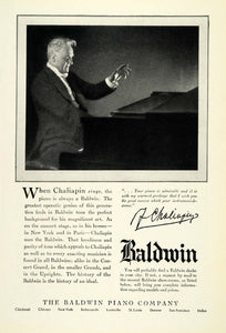1924 Ad Baldwin Piano Musical Instrument Russian Opera Singer Feodor NGM2