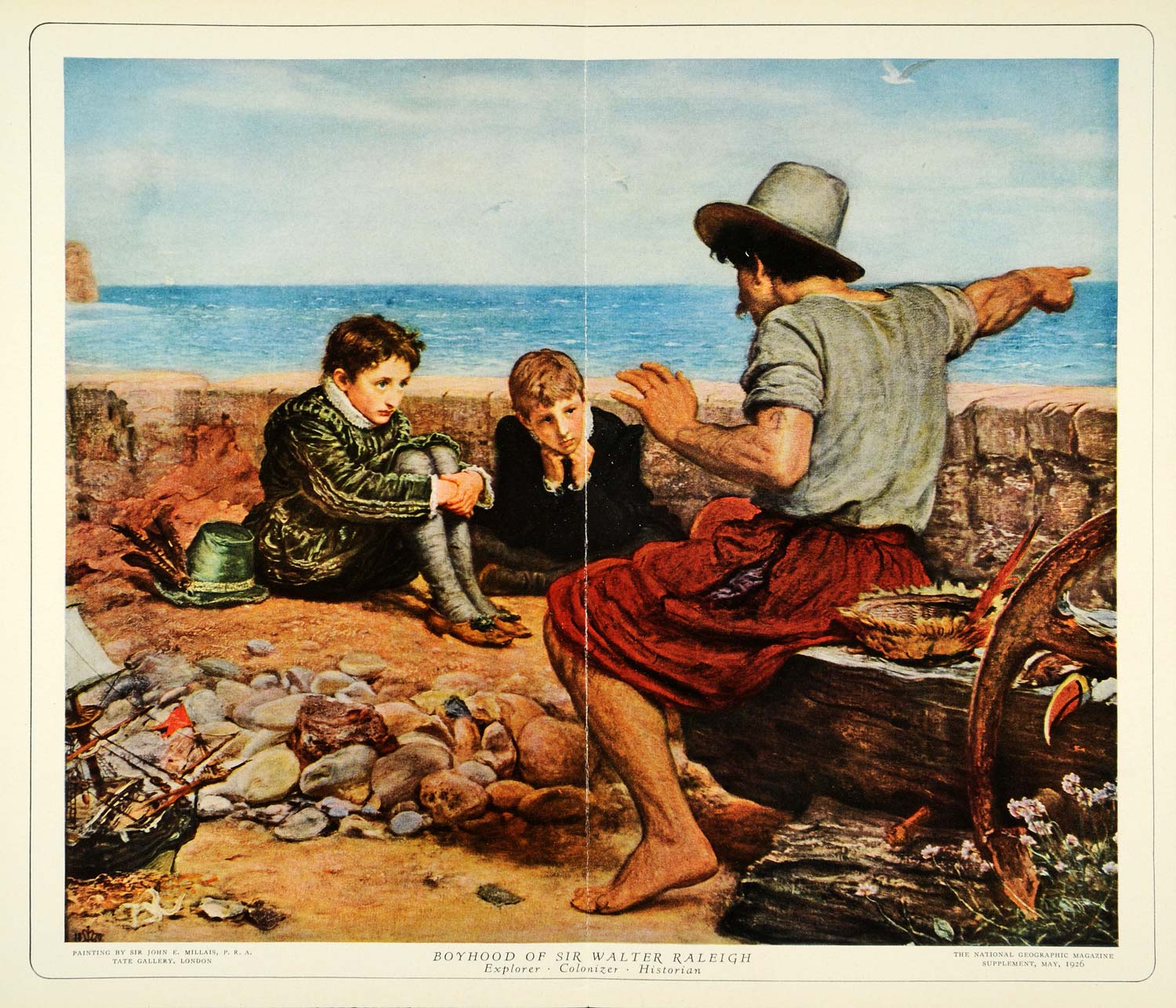 1926 Print Walter Raleigh Explorer John Millais Tate Gallery London Ocean NGM2