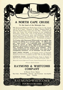 1921 Ad North Cape Cruise Raymond Whitcomb Tour Travel P&O Liner Emperor NGM2