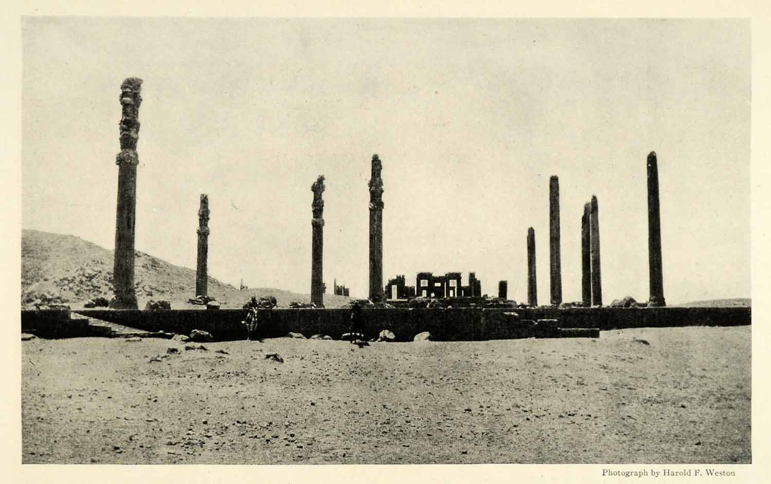 1921 Print Xerxes Audience Hall Persepholis Iran Monumental Landscape NGM2