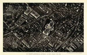1921 Print Birds Eye View Aerial Saint Paul Cathedral London England NGM2