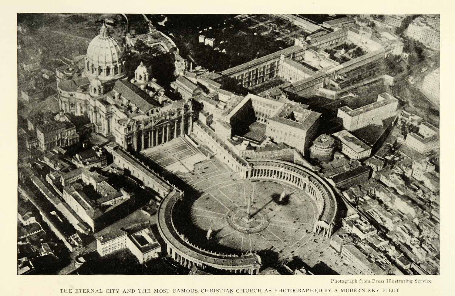 1921 Print Aerial Birds Eye View St Peters Basiliva Rome Italy Vatican NGM2