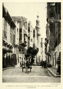 1921 Print Street Scene Cairo Mosque Agha Kheirbek Cityscape Egypt NGM2