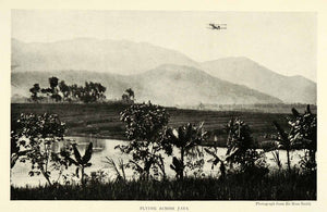 1921 Print Plane Flying Java Island Indonesia Landscape Mountains Scenery NGM2