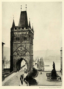 1921 Print Stanley Gothic Tower Charles Bridge Moldau Vltava Czech Republic NGM2