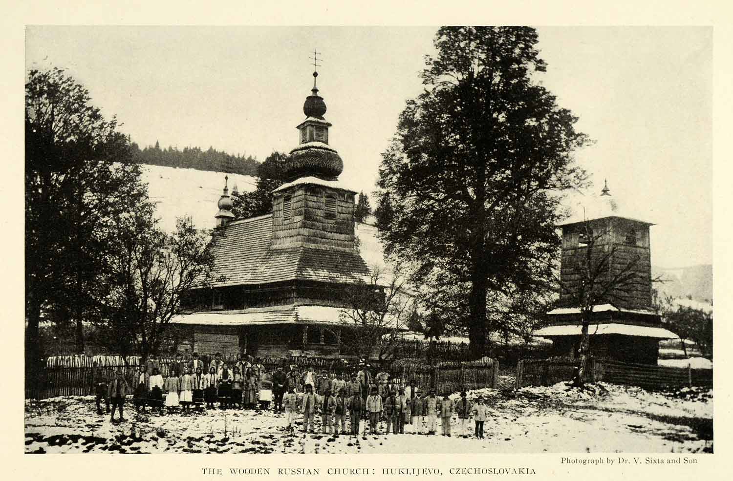 1921 Print Wooden Russian Church Huklijevo Czech Republic Cityscape NGM2