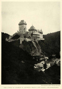 1921 Print Castle Fortress Charles IV Prague Pilsen Czech Republic NGM2