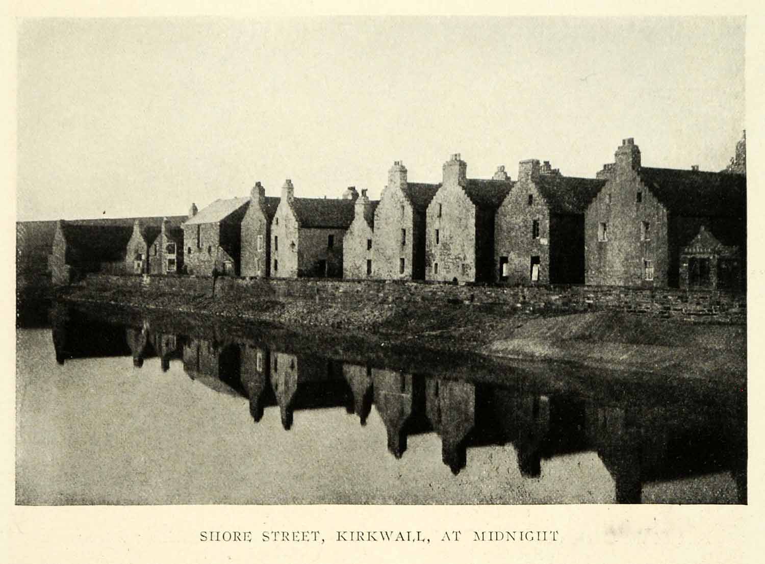 1921 Print Shore Street Scene Cityscape Houses Kirkwall Orkney Island NGM2