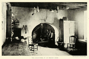 1921 Print Ingle Nook House Home Interior Orkney Island Scotland Furniture NGM2