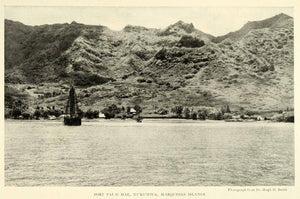 1921 Print Port Tai O Hae Nukuhiva Marquesas Islands Landscape Pacific NGM2